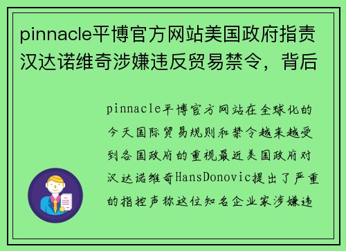 pinnacle平博官方网站美国政府指责汉达诺维奇涉嫌违反贸易禁令，背后的真相让人震惊 - 副本