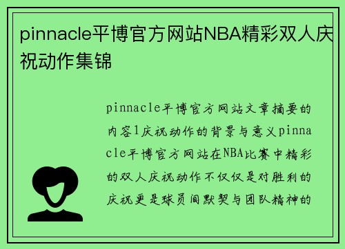 pinnacle平博官方网站NBA精彩双人庆祝动作集锦